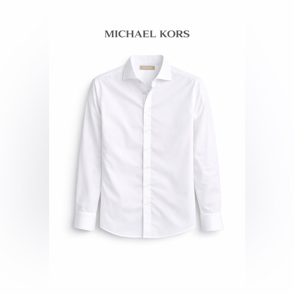 Michael Kors White Non-Iron Button-Up Dress Shirt Slim Fit